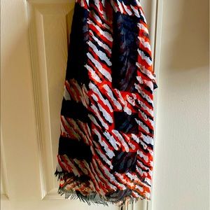 Orange blue white scarf